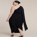 One-Shoulder Draped Maxi Dress image number null