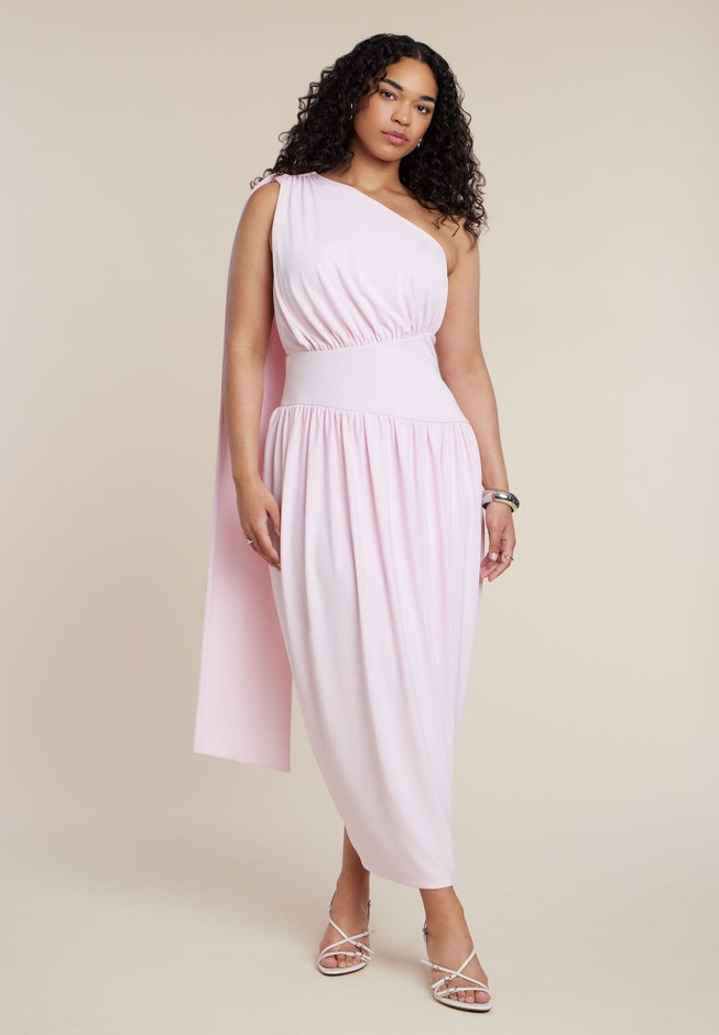 One-Shoulder Draped Maxi Dress image number 3