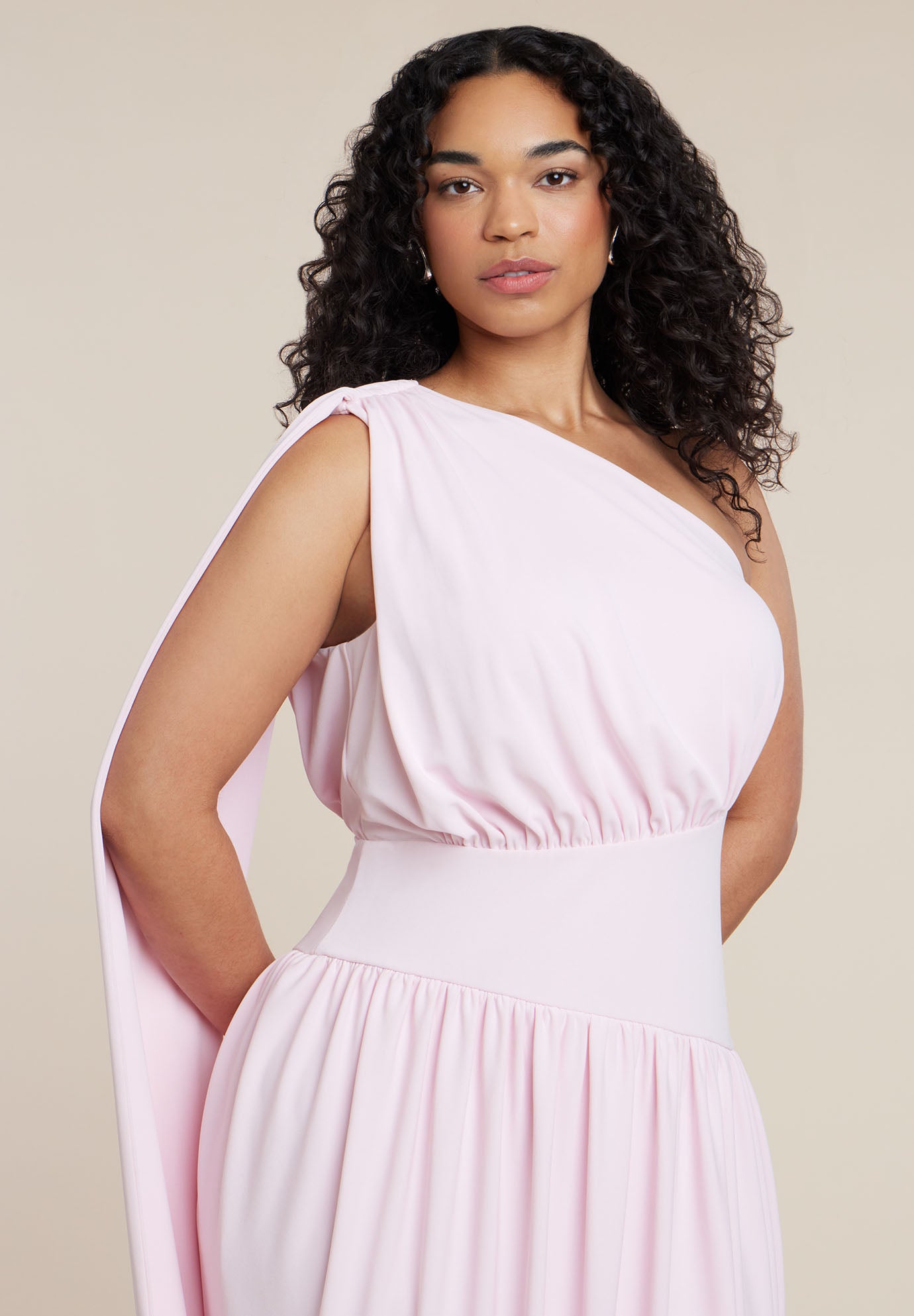 One-Shoulder Draped Maxi Dress image number 1