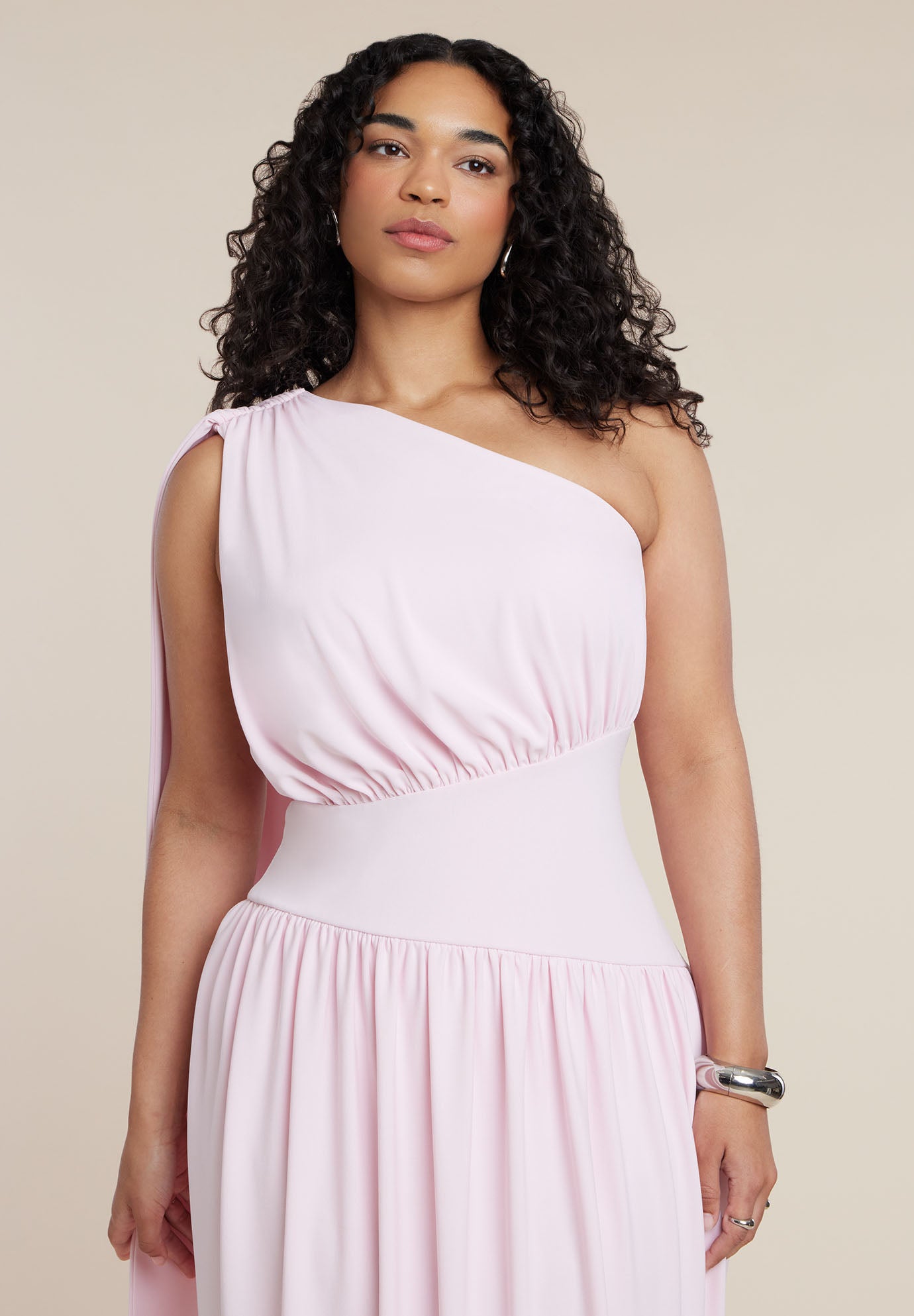 One-Shoulder Draped Maxi Dress image number 2