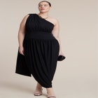 One-Shoulder Draped Maxi Dress image number null