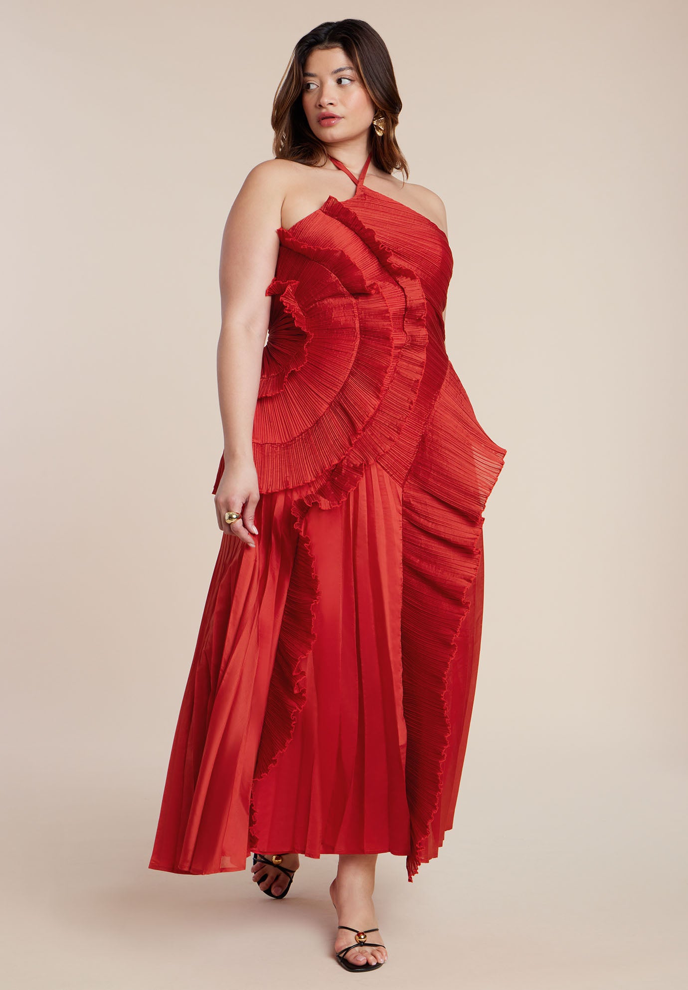 Pleated Ruffle Detail Gown image number 1
