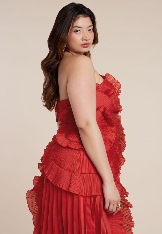 Pleated Ruffle Detail Gown image number 3