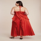 Pleated Ruffle Detail Gown image number null