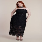 Strapless Lace Dress With Scarf image number null
