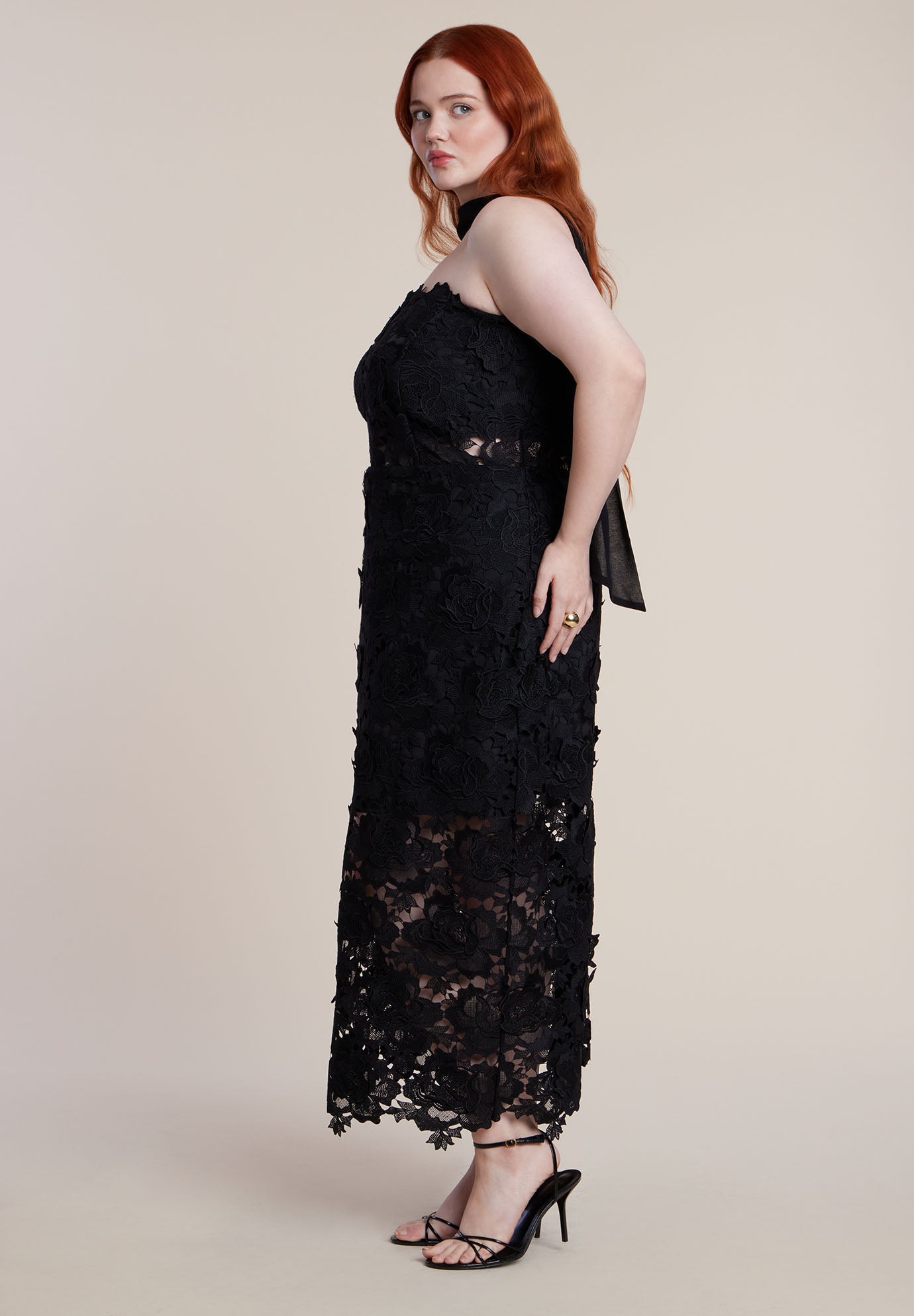 Strapless Lace Dress With Scarf image number 5