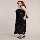 Strapless Lace Dress With Scarf image number null