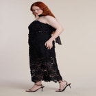 Strapless Lace Dress With Scarf image number null