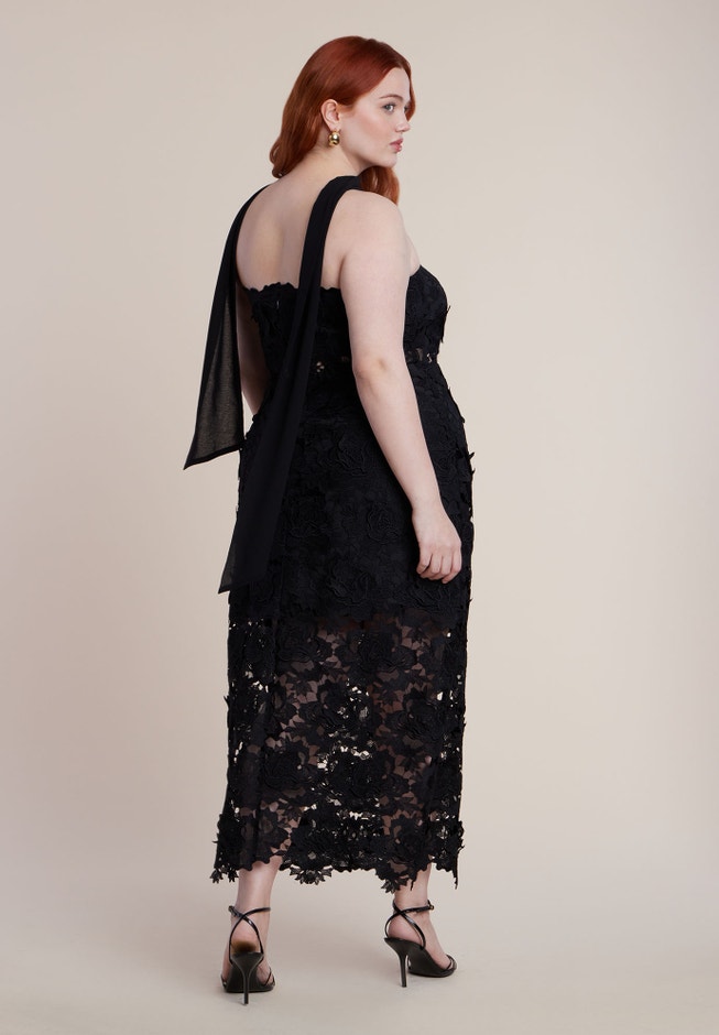 Strapless Lace Dress With Scarf image number 7