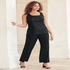 Plus-Size 3 Piece Knit Embellished Pant Set image number null