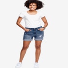 Mid-Rise Stretch Frayed Cuff Hem Shorts image number null