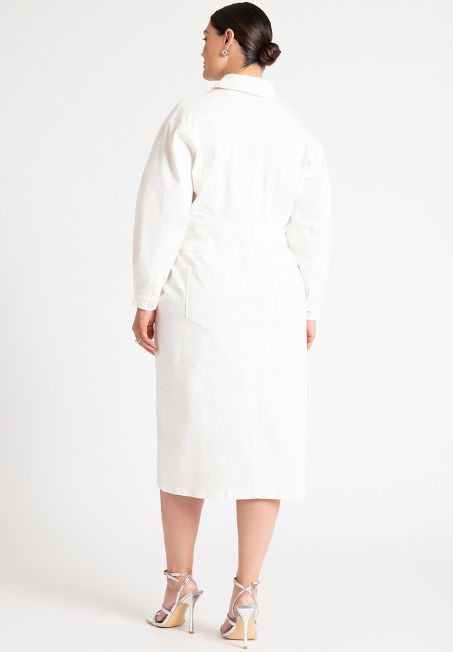 Oversized Denim Midi Dress image number 1