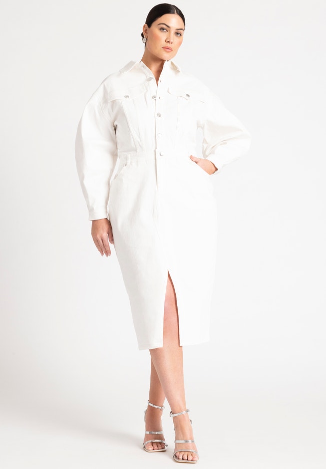 Oversized Denim Midi Dress image number 0