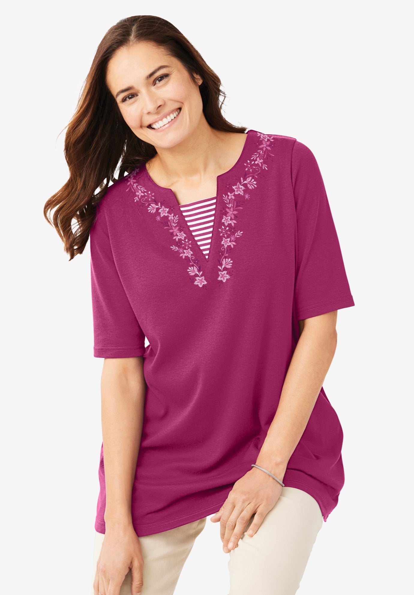 7-Day Embroidered Layered-Look Tunic image number 0