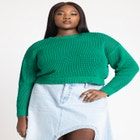Crochet Open Stitch Boxy Cropped Sweater image number null