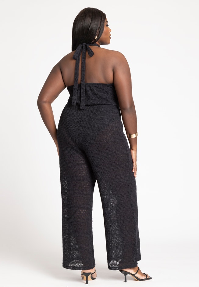 Halter Mesh Cover Up Jumpsuit image number null