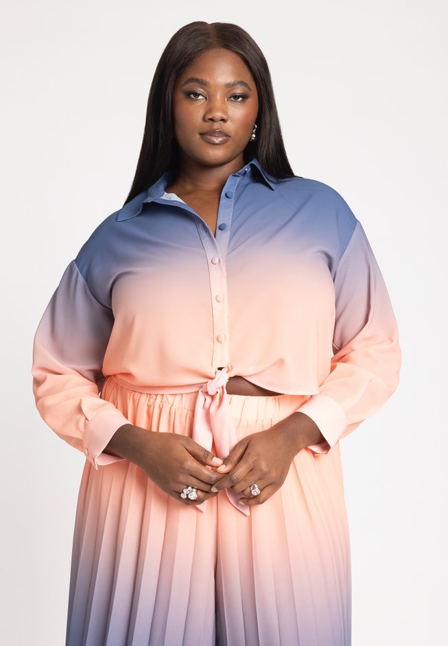 Ombre Button Front Cover Up Top image number 0