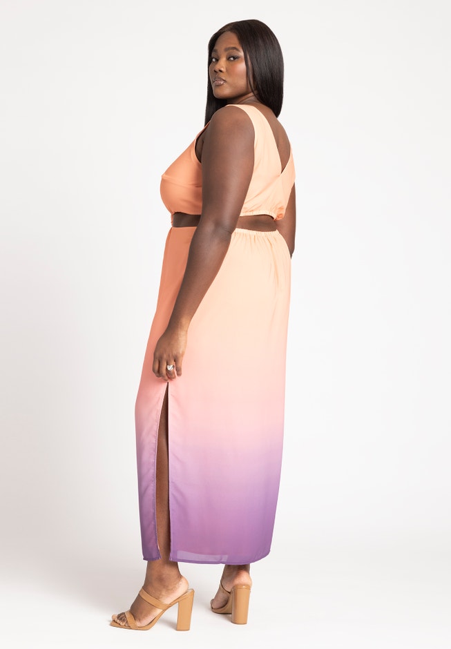 Twist Front Sleeve Ombre Dress image number 1