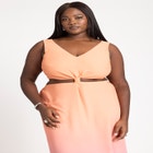 Twist Front Sleeve Ombre Dress image number null