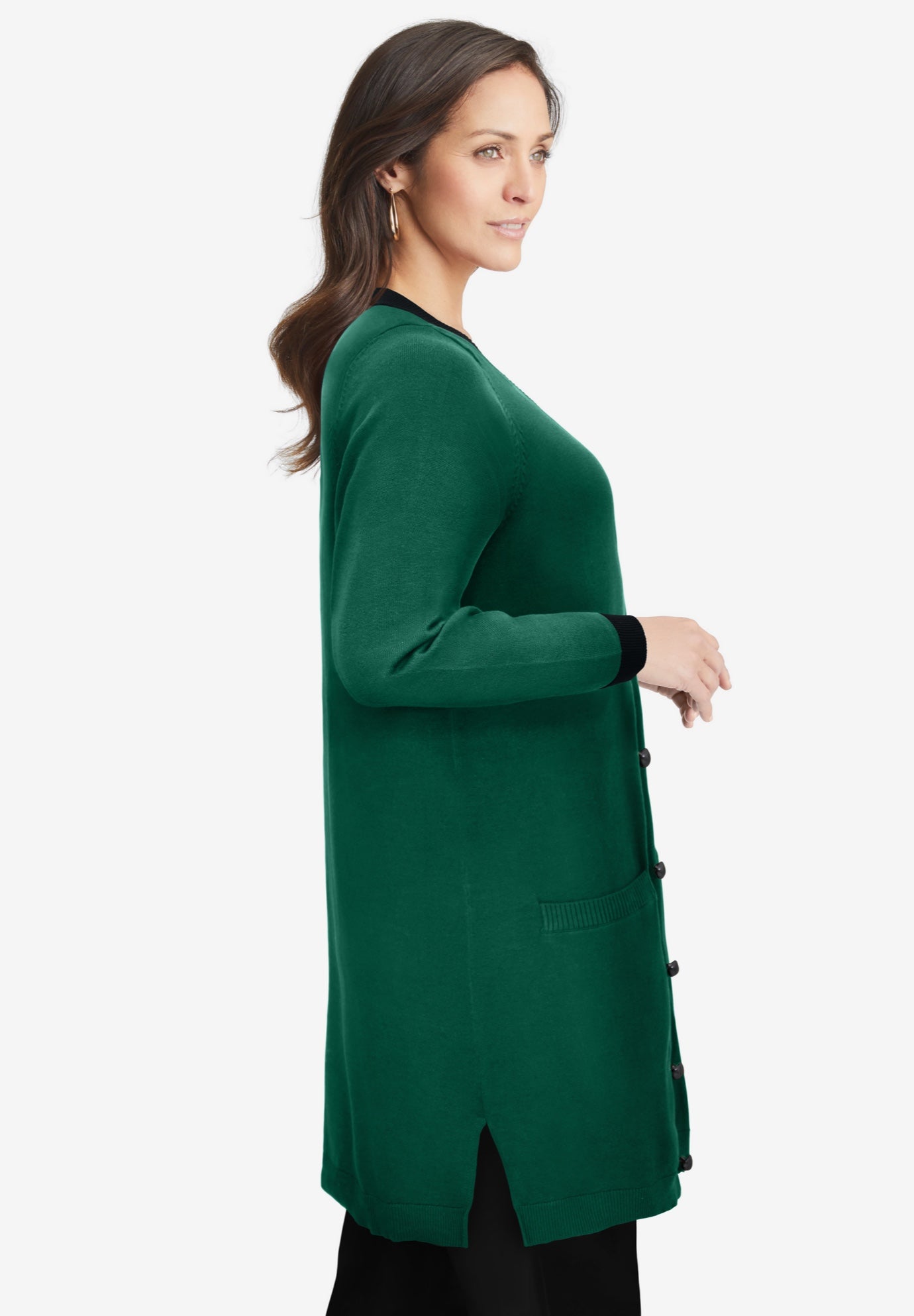 Tipped Button Front Cardigan image number 2