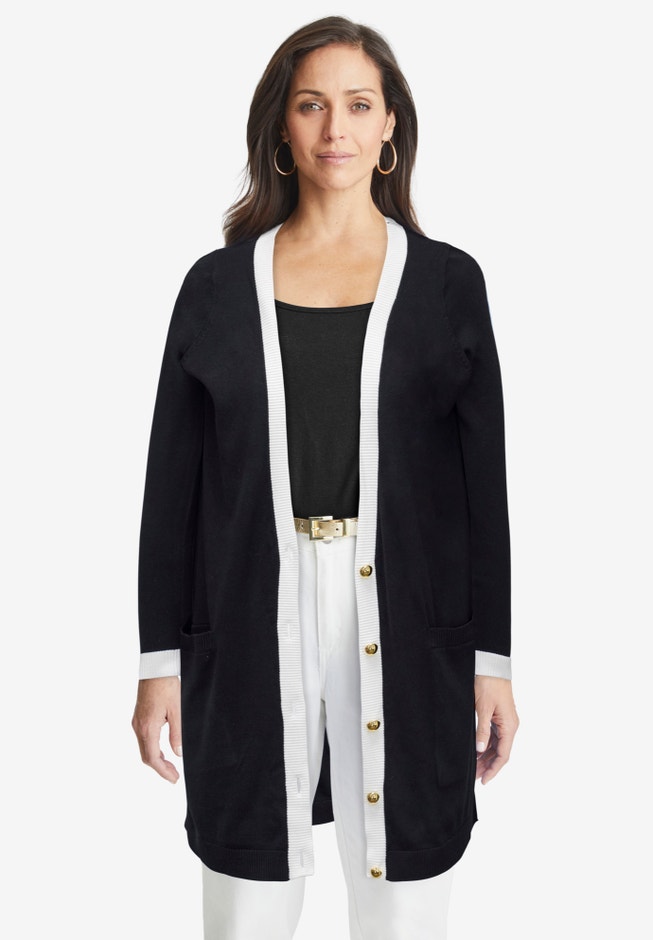 Tipped Button Front Cardigan image number 0