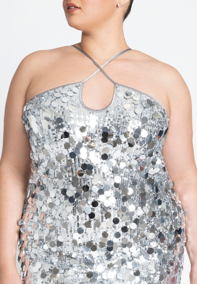 Strappy Paillette Column Dress image number 2