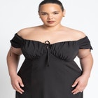 Off The Shoulder Shirred Dress image number null