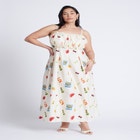 Shirred Bodice Ruffle Maxi Dress image number null