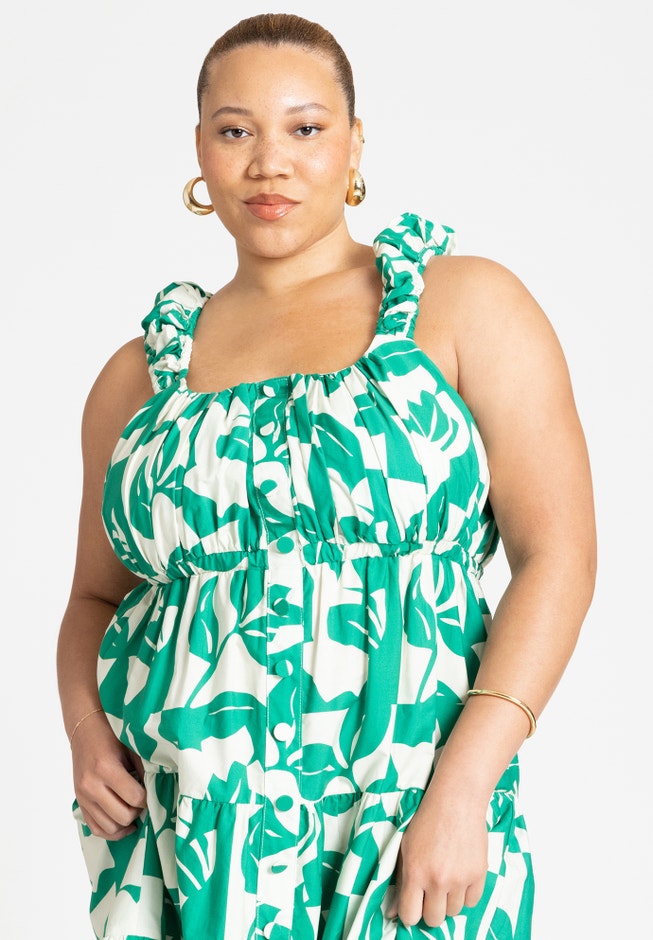 Tiered Button Up Flare Dress image number 3