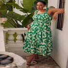 Tiered Button Up Flare Dress image number null