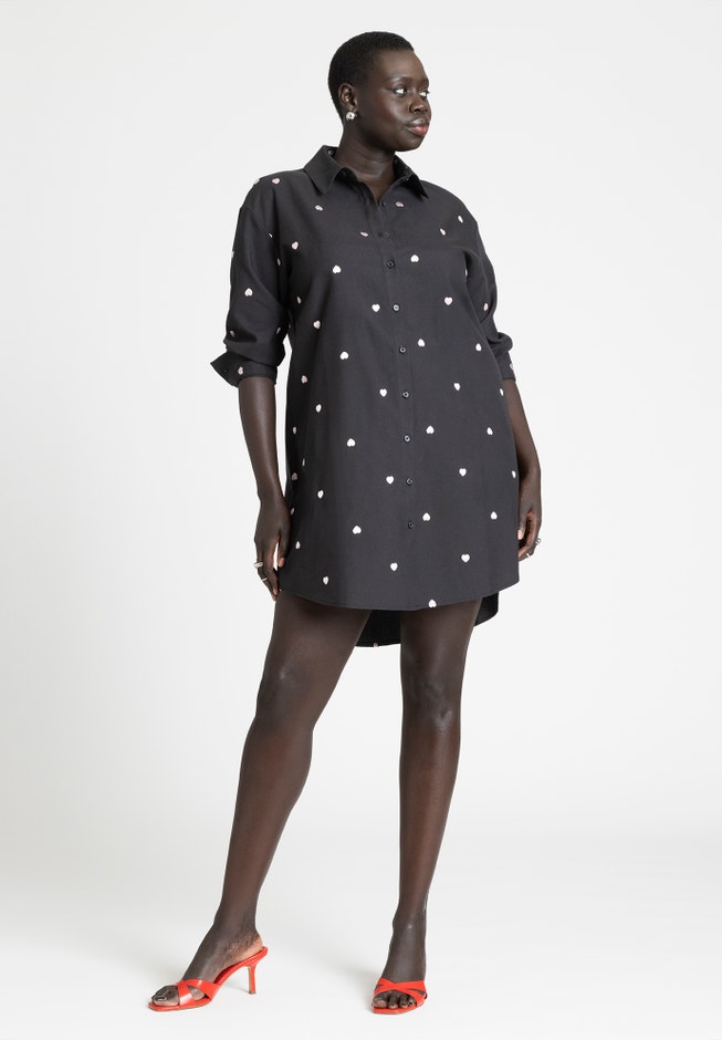 Embroidered Oversized Shirtdress image number 1