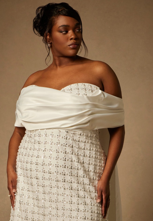 Bridal by ELOQUII Embellished Column Gown With Train image number 4
