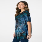 Plus Size Angelina Crinkle Crepe Y-Neck Short Sleeve Tunic image number null