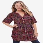 Plus Size Angelina Tunic Top &ndash; Short Sleeve, Flowy Fit, Everyday Comfort image number null