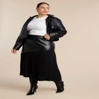 Mixed Media Pleated Skirt image number null