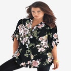 Plus Size Pintuck Tunic Blouse &ndash; Y-Neck & Roll-Tab Sleeves image number 1