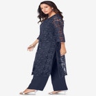 Plus Size 3-Piece Allover Lace Duster Pant Set &ndash; Formal Wear image number null