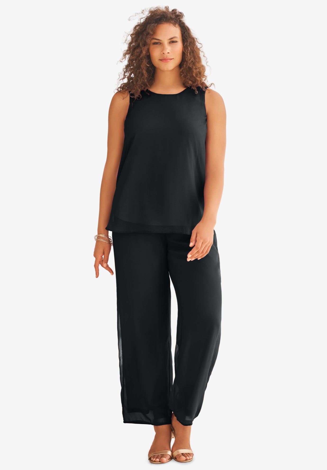 Plus Size 3-Piece Allover Lace Duster Pant Set &ndash; Formal Wear image number 4