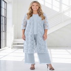 Plus Size 3-Piece Allover Lace Duster Pant Set &ndash; Formal Wear image number 0
