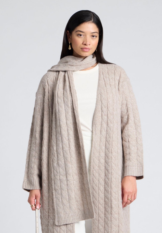 Sweater Scarf Knit Coat image number null