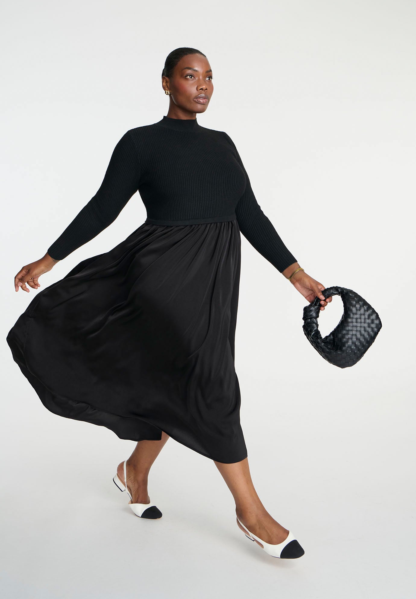 Mockneck Twofer Midi Dress image number 3