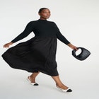 Mockneck Twofer Midi Dress image number null