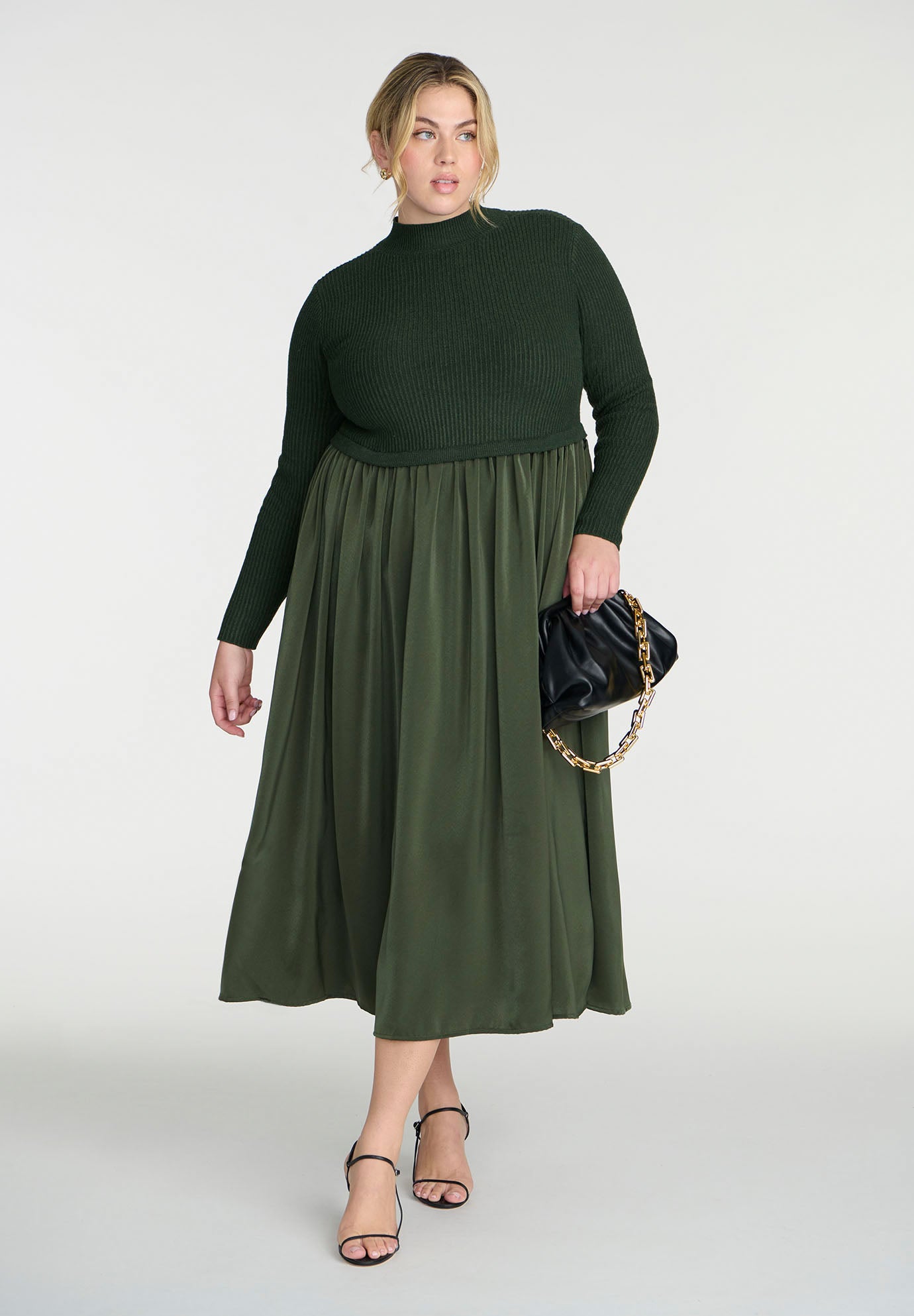 Mockneck Twofer Midi Dress image number 0