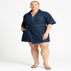 Denim Collared Wrap Romper image number null