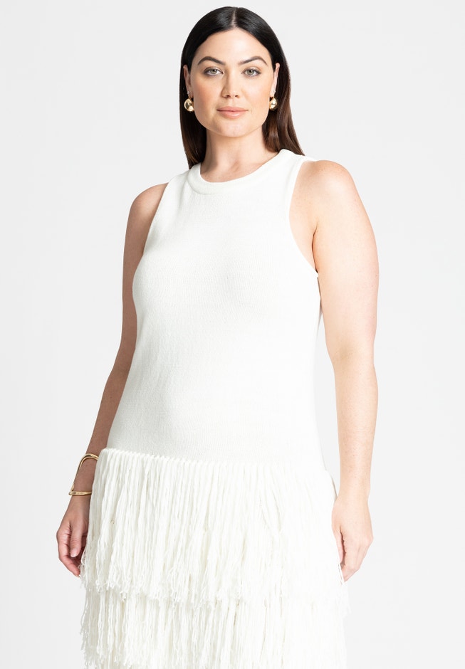 Fringe Sweater Mini Dress image number 2