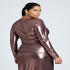 Metallic Asymmetric Neckline Top image number null