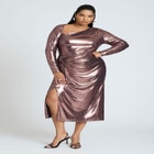 Metallic Asymmetric Neckline Top image number null