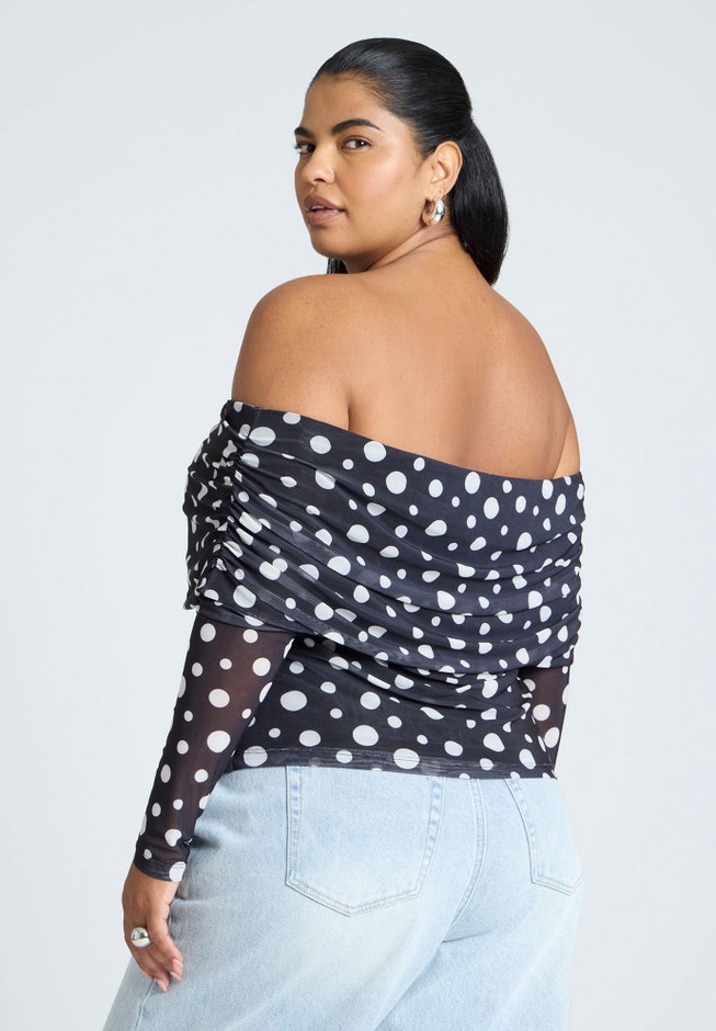 Off The Shoulder Polka Dot Top image number 1