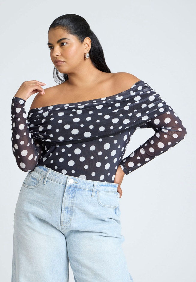 Off The Shoulder Polka Dot Top image number 0