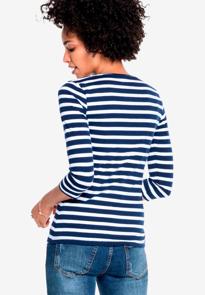 Cotton Spandex Scoop Neck 3/4 Sleeve Tee image number 1